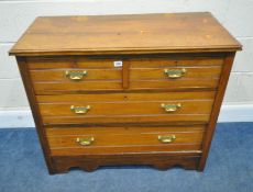 AN EDWARDIAN CHEST OF TWO SHORT OVER TWO LONG DRAWERS, width 92cm x depth 45cm x height 78cm,