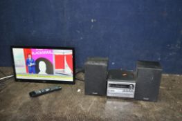 A PANASONIC SA-PM04 MINI HI FI with matching speakers and a Cello 20in TV/DVD combi (NO STAND) (both