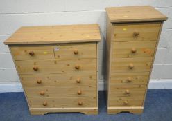 A MODERN PINE EFFECT CHEST OF TWO SHORT OVER FOUR LONG DRAWERS, width 83cm x depth 43cm x height