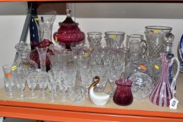 A COLLECTION OF GLASSWARE to include five small Caithness 'Crystal Panache' glasses, a large