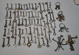 APPROXIMATELY 100 FURNITURE KEYS, varying in shape, size, style, age, etc