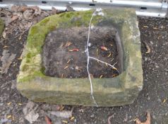 A PERIOD SANDSTONE TROUGH width 46cm, depth 38cm, height 20cm. Condition Report: dated losses