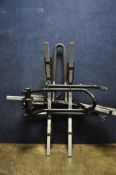 A POSSIBLY THULE CAR BIKE RACK, with towbar attachment and three 'treads' (one detached)