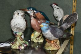 FIVE BESWICK BIRD FIGURES, comprising Cuckoo model no 2315, Lesser Spotted Woodpecker no 2420,