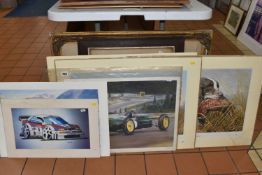 NINE ASSORTED FRAMED AND UNFRAMED PRINTS, comprising two Tony Gardiner 'Return to Monte' prints with