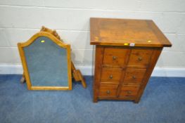 A MODERN HARDWOOD CHEST OF SIX DRAWERS, width 61cm x depth 45cm x height 77cm, along with a triple