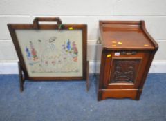 A 20TH CENTURY MAHOGANY PURDONIUM, with a fall front door, and twin metal handles, width 41cm x