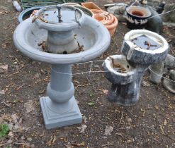 TWO MODERN PLASTIC SOLAR POWERED GARDEN WATER FEATURES, the largest being 85cm high (2)