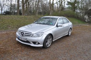 A 2009 MERCEDES C220 BLUEF-CY SPORT CDi A FOUR DOOR SALOON CAR IN SILVER with a 2143cc diesel