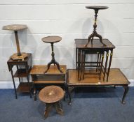 A VARIETY OF OCCASIONAL TABLES, to include a rectangular coffee table, a nest of three tables, a