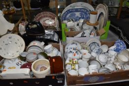 FOUR BOXES AND LOOSE KITCHEN AND DINNERWARE, to include a Minton fruit bowl decorated with a blue