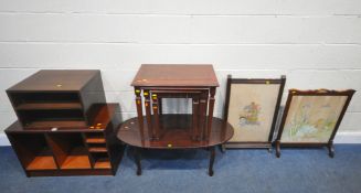 A SELECTION OF OCCASIONAL FURNITURE, to include two storage cabinets, an oval coffee table, a nest