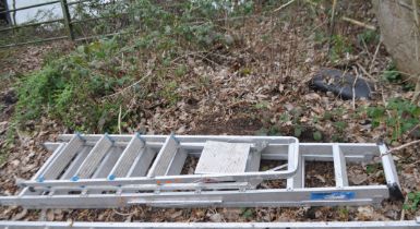 TWO ALUMINIUM STEP LADDERS, the largest being 230cm high
