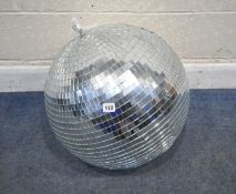 A SPHERICAL DISCO BALL, with a battery spinning motor, condition report: untested, some small mirror