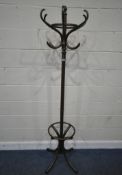 A MODERN BENTWOOD STYLE HAT/COAT STAND, with label reading TON, Chech Republic, height 192cm,