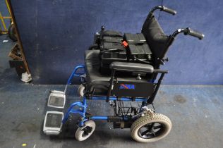 A DMA ELECTRIC WHEELCHAIR WITH NO BATTERIES OR CHARGER, with two footrests