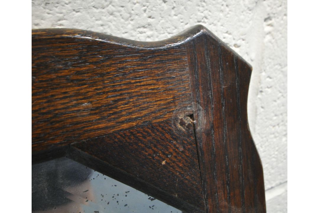 FOUR 20TH CENTURY OAK FRAMED WALL MIRRORS, varying in shape and size, largest 82cm x depth 51cm, - Image 4 of 5