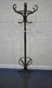 A 20TH CENTURY BENTWOOD HAT/COAT STAND, with six hooks, height 187cm, condition report: one hook