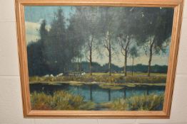 WILLIAM BAGNALL GELDER (1869-1929) A RIVER LANDSCAPE WITH TREES, signed bottom right, oil on canvas,