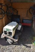 A BOLENS 1600 HYDRO ELIMINATOR RIDE ON LAWNMOWER, with an unbranded trailer, Ingersoll hi sweep 38