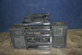 A TECHNICS X33 MINI COMPONENT HI FI comprising of a SL-JS16R turntable, a tuner, tape, amp, a SL-