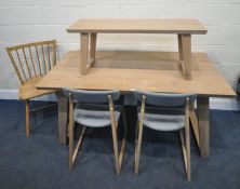 JOHN LEWIS, A MODERN REFLEX TABLE, width 160cm x depth 85cm x height 77cm, a matching bench, a