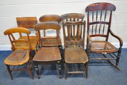 SEVEN CHAIRS, varying in shape, size, style, colour, timbers, etc, condition report: two cane