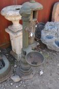 AN EARLY 20th CENTURY CAST IRON DRINKING WATER FOUNTAIN possibly French with a fanned bronze tap and