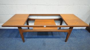 A G PLAN FRESCO COFFEE TABLE, raised on tapered legs, united by an undershelf, width 138cm x depth