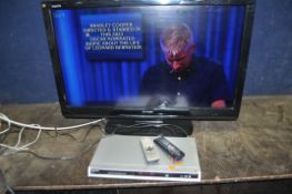 A SHARP LC-37D44E-BK 37in TV WITH REMOTE, and a Panasonic DVD player with remote (both PAT pass