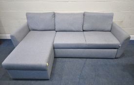 A JOHN LEWIS SANSA CORNER SOFA BED, with a storage section, width 240cm x depth 158cm x height 91cm,