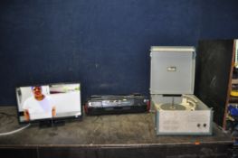 A TECHNIKA 21.5in TV/DVD COMBI (no remote, a Sony portable Hi Fi (one tape player not working,