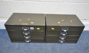 THE TYPEWRITER BUREAU LIMITED, BIRMINGHAM, A PAIR OF MILITARY GREEN FOUR DRAWER METAL CABINETS,