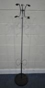 A MID-CENTURY SPUTNIK STYLE COAT STAND, with six arms, two stick / umbrella sections, with a drip