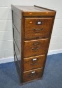 MANIFOLDIA LIMITED, WEST BROMWICH, AN EARLY 2OTH CENTURY OAK FOUR DRAWER FILING CABINET, width