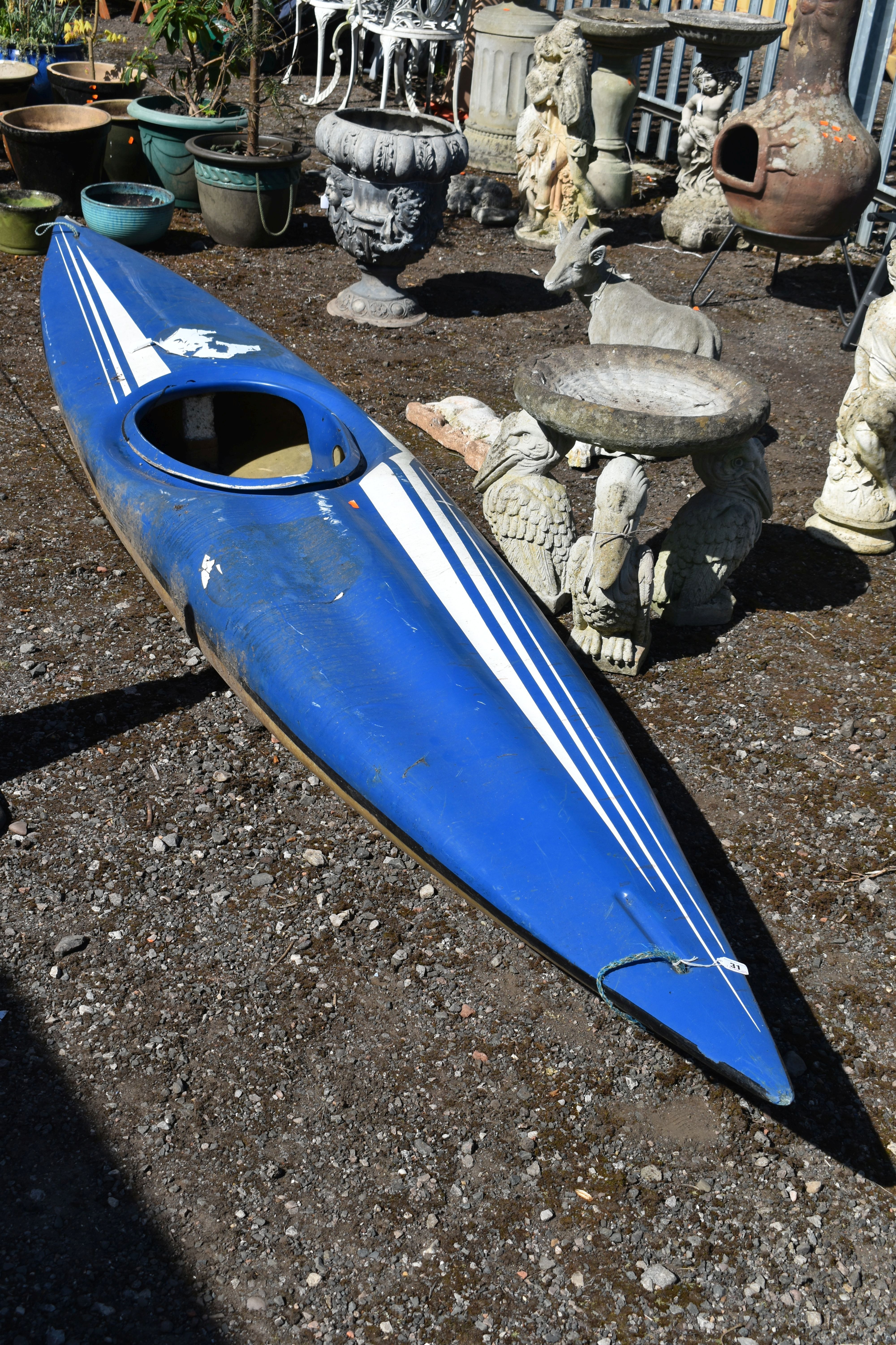 A BLUE COLOURED CANOE, length 400cm, untested in water