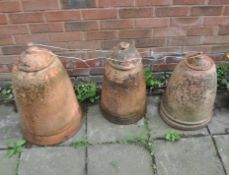 THREE VARIOUS RHUBARB FORCERS, all with lids, the largest being 65cm high, condition report: one