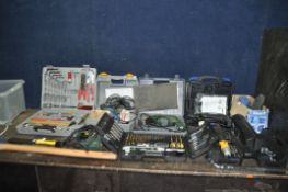 A COLLECTION OF POWER TOOLS AND ACCESSORIES, including a Ryobi sander, a Power Craft sander, a Nu