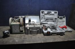 A BOSCH GEX150AC PROFESSIONAL SANDER, in metal case, a Rotozip rotary tool in case, a Power Devil