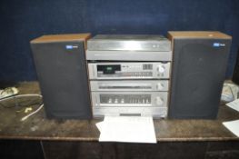 A VINTAGE PIONEER COMPONENT HI FI, comprising a PL-110 turntable (drive belt missing but motor turns