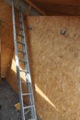 A YOUNGMAN ALUMINIUM DOUBLE EXTENSION LADDER, with 13 rings to each 350cm section