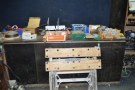 FOUR TRAYS CONTAINING TOOLS, including a Stanley No.78 plough plane, a Stanley No.075 block, a