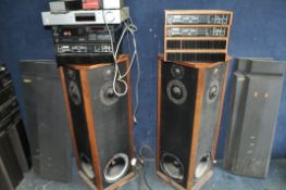 A SELECTION OF VINTAGE AUDIO EQUIPMENT, including six Crimson Elektrik mono block amplifiers,
