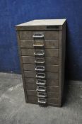 A VINTAGE BISLEY TEN DRAWER FILE UNIT, with foolscap size drawers height 59cm, Condition Report: