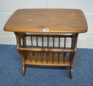 LUCIAN ERCOLANI, AN ERCOL MID CENTURY ELM AND BEECH MAGAZINE RACK, width 55cm x depth 36cm x