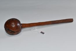 A BURLWOOD FIJIAN 'ULA DRISIA' THROWING CLUB with a bulbous head displaying signs of natural patina,