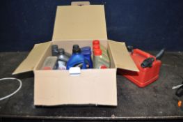 A BOX CONTAINING SEVEN 1 LITRE 5W-30 OIL AND ONE 2 LITRE BOTTLES OF 10W-50 ENGINE OIL, by Elf,