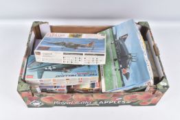 TEN BOXED 1:72 SCALE MILITARY AIRPLANE MODEL KITS, to include a Revell Hawker Hunter F.Mk.6 no.