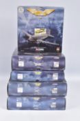 FIVE BOXED CORGI AVIATION ARCHIVE 1:144 SCALE MODEL MILITARY AIRCRAFTS, the first a limited
