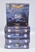 FIVE BOXED CORGI AVIATION ARCHIVE 1:144 SCALE MODEL MILITARY AIRCRAFTS, the first a 1st issue Avro